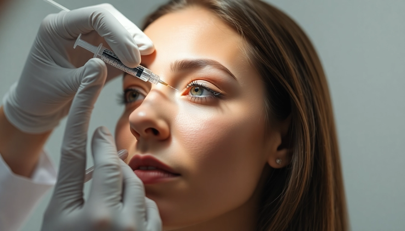 Botox Behandlung: Expert injection of Botox into a patient's face for smooth, youthful skin, emphasizing precision and care.