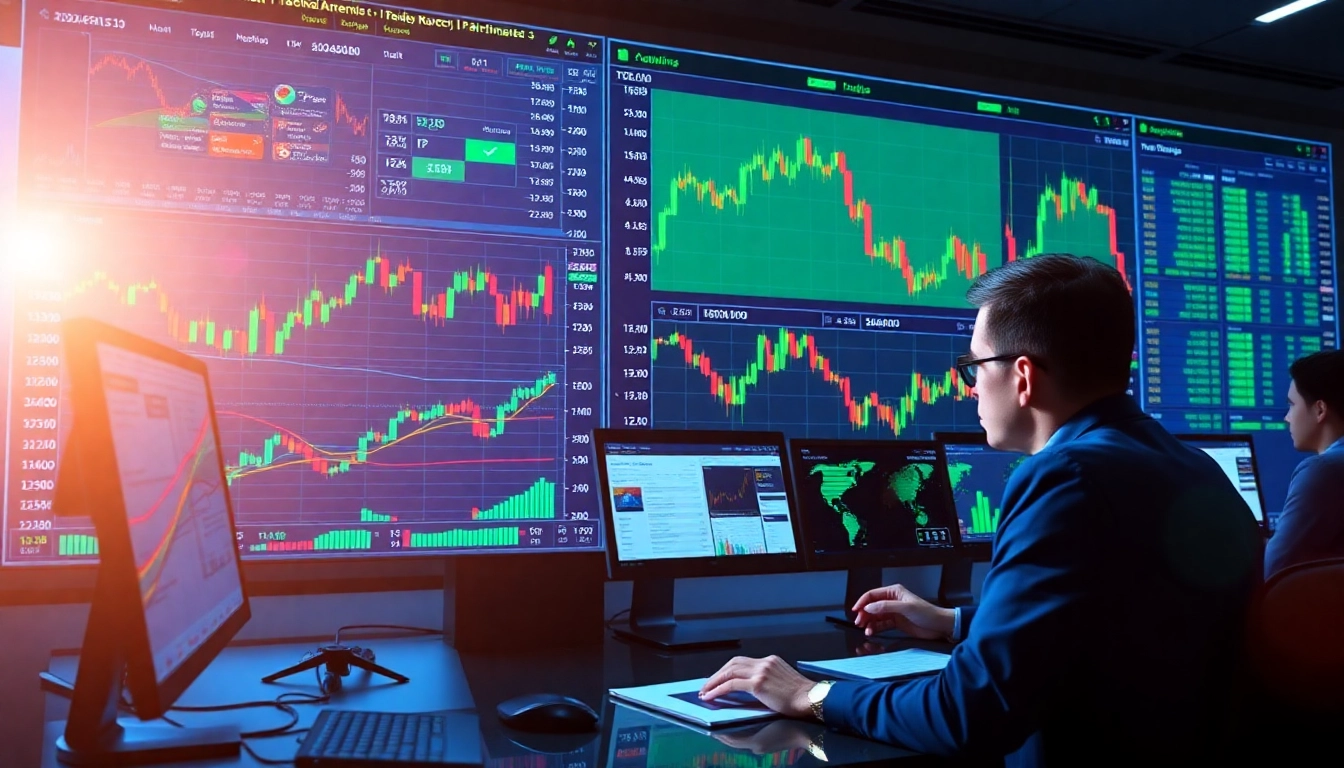 Online Trading UK A professional trader analyzing stock charts on a modern digital platform for